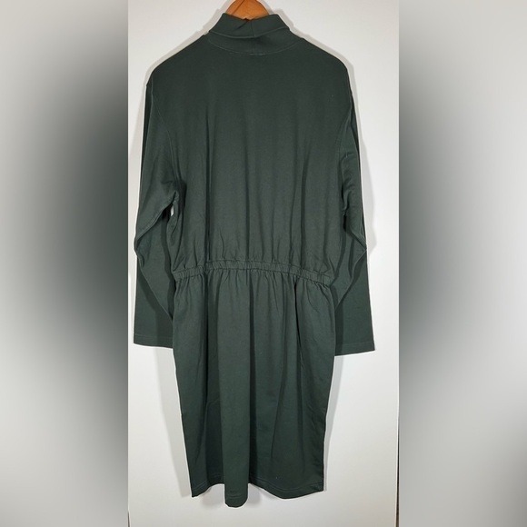 NWOT Lands End forest green cotton turtleneck dress XL vintage 90s preppy - Picture 2 of 9